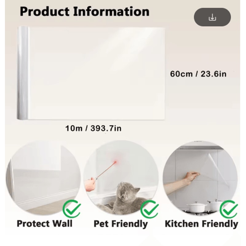 Transparent Kitchen Wall Protective Film OilProof Waterproof Sticker Roll 4