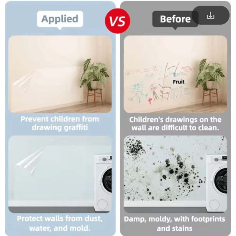 Transparent Kitchen Wall Protective Film OilProof Waterproof Sticker Roll 10