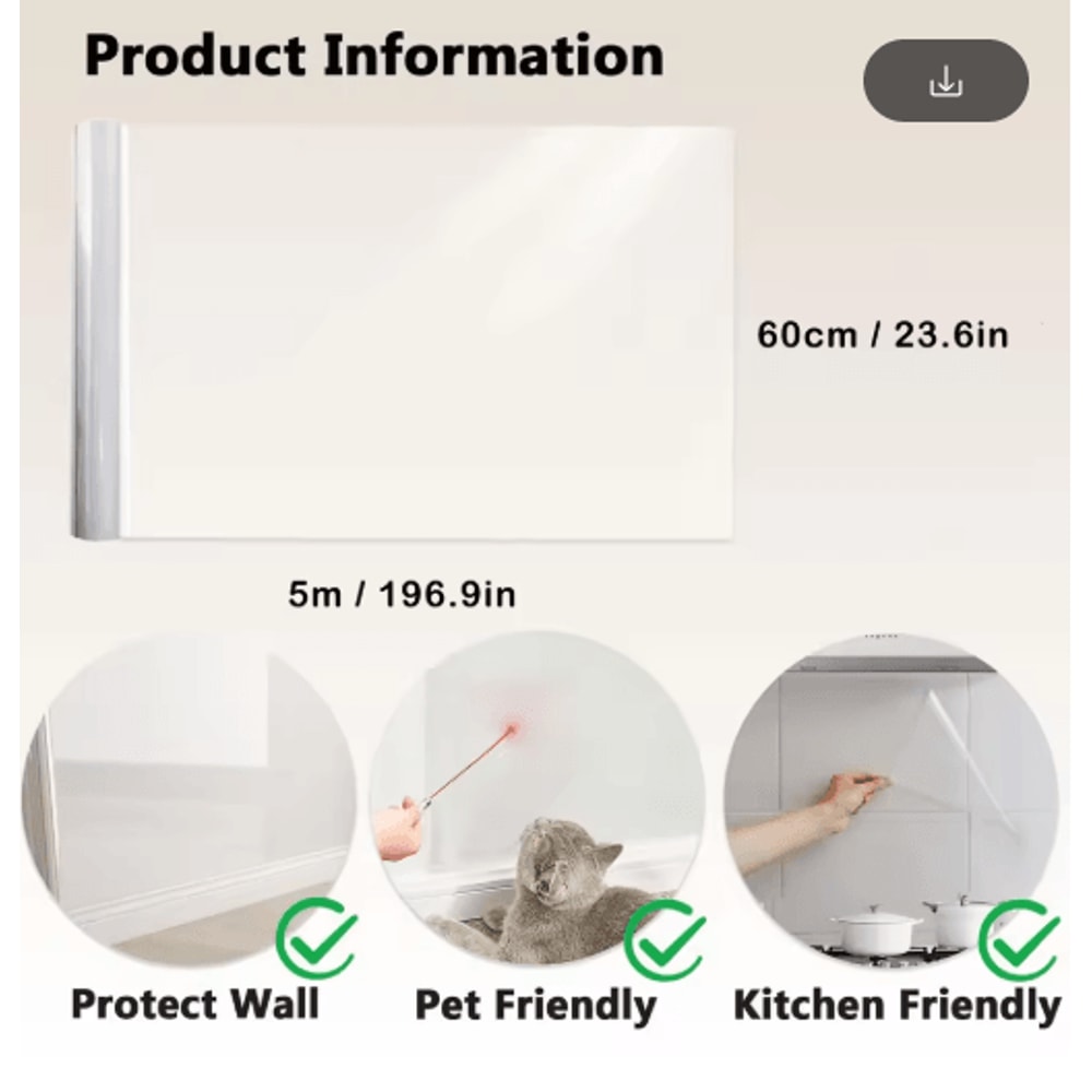 Transparent Kitchen Wall Protective Film OilProof Waterproof Sticker Roll 5