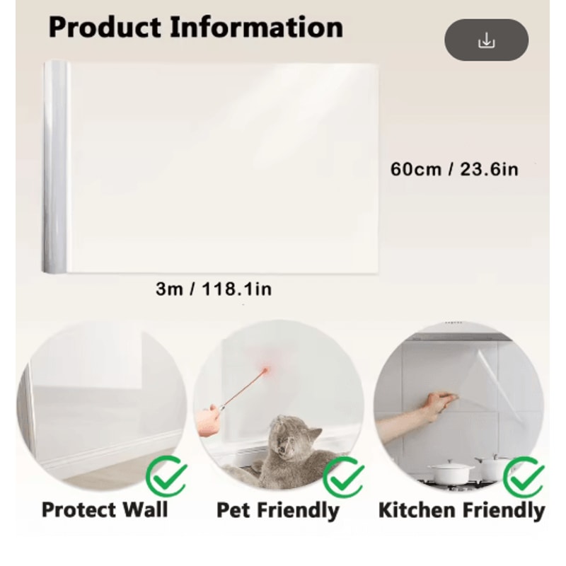 Transparent Kitchen Wall Protective Film OilProof Waterproof Sticker Roll 6