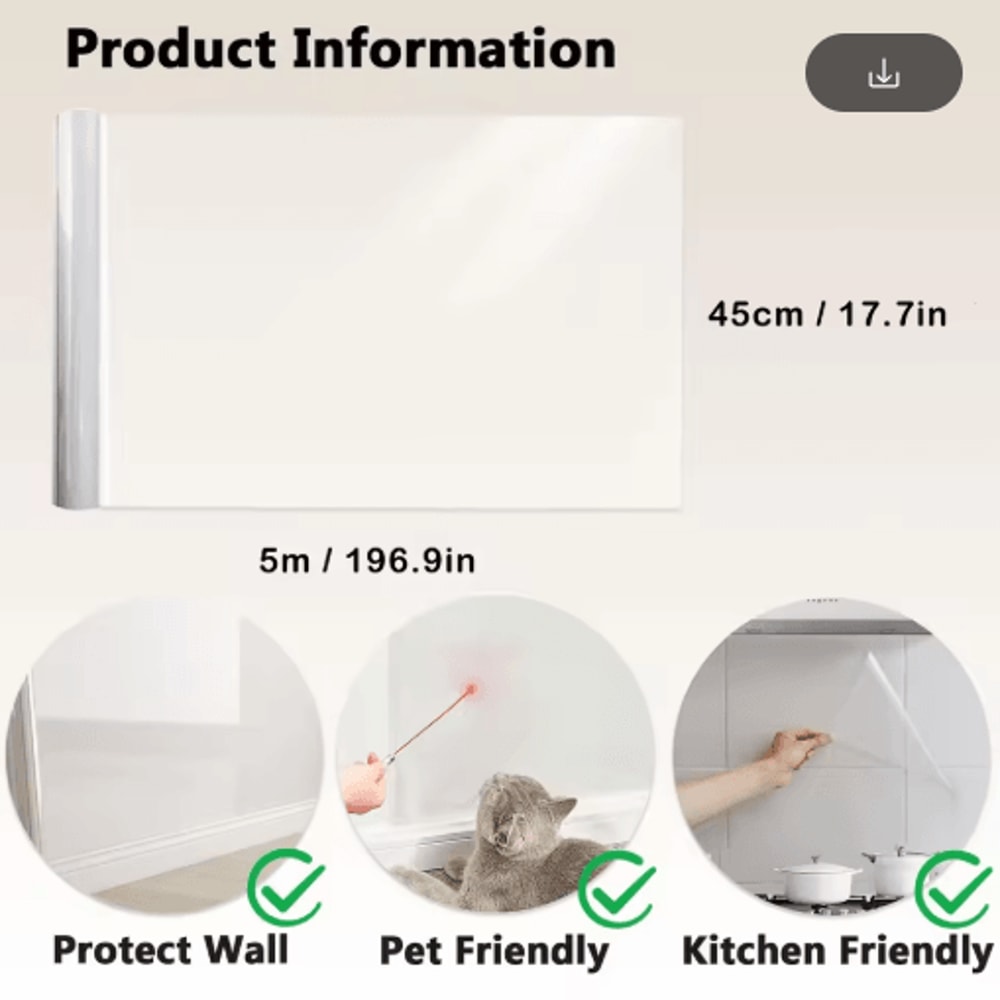 Transparent Kitchen Wall Protective Film OilProof Waterproof Sticker Roll 7