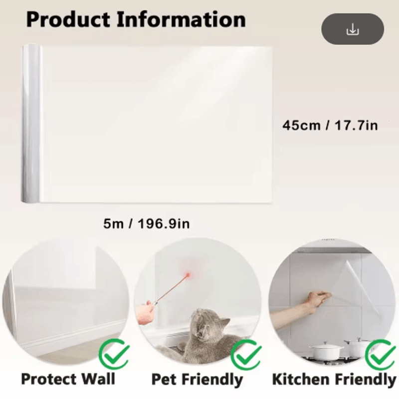 Transparent Kitchen Wall Protective Film OilProof Waterproof Sticker Roll 7