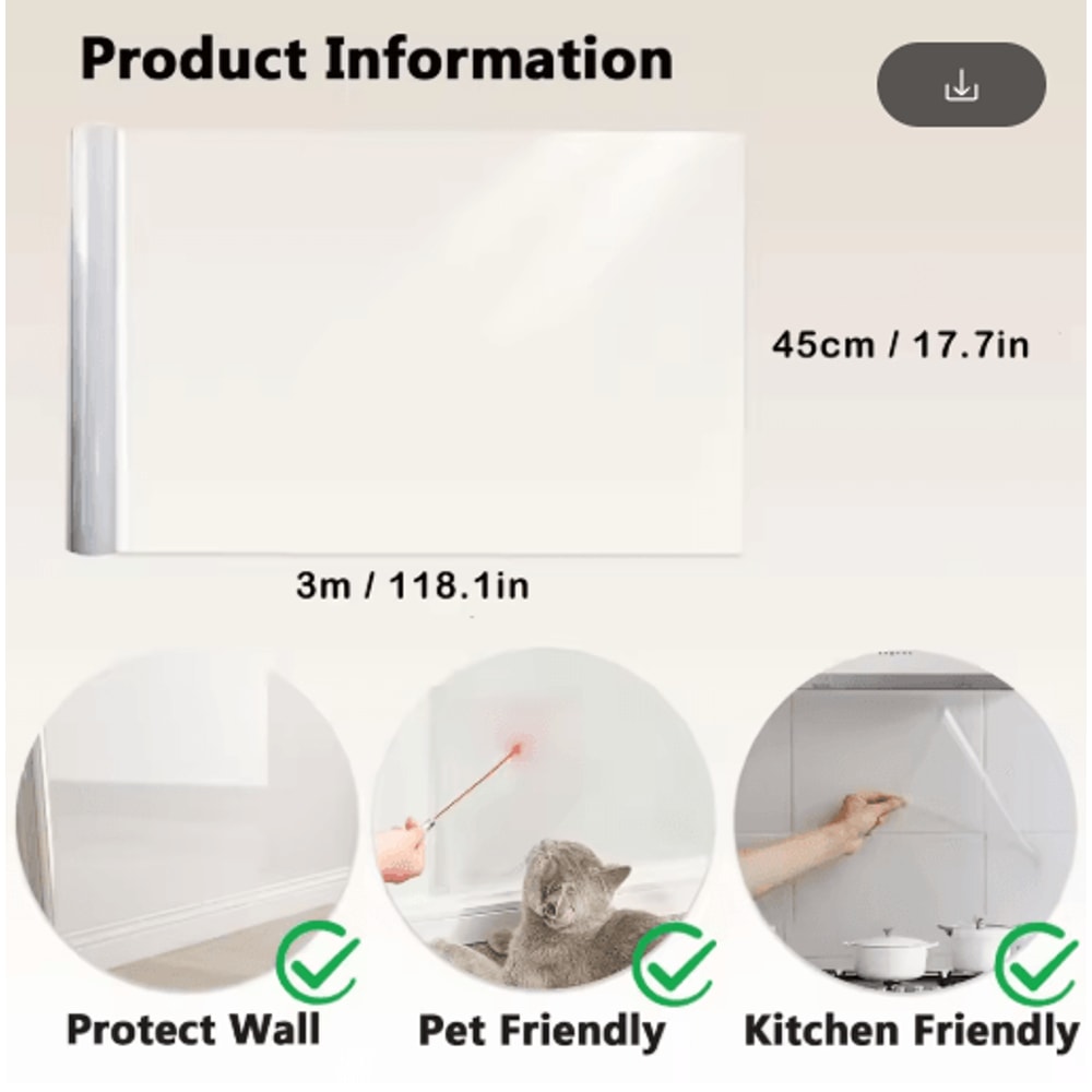 Transparent Kitchen Wall Protective Film OilProof Waterproof Sticker Roll 8