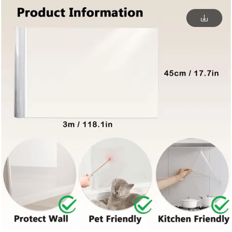 Transparent Kitchen Wall Protective Film OilProof Waterproof Sticker Roll 8
