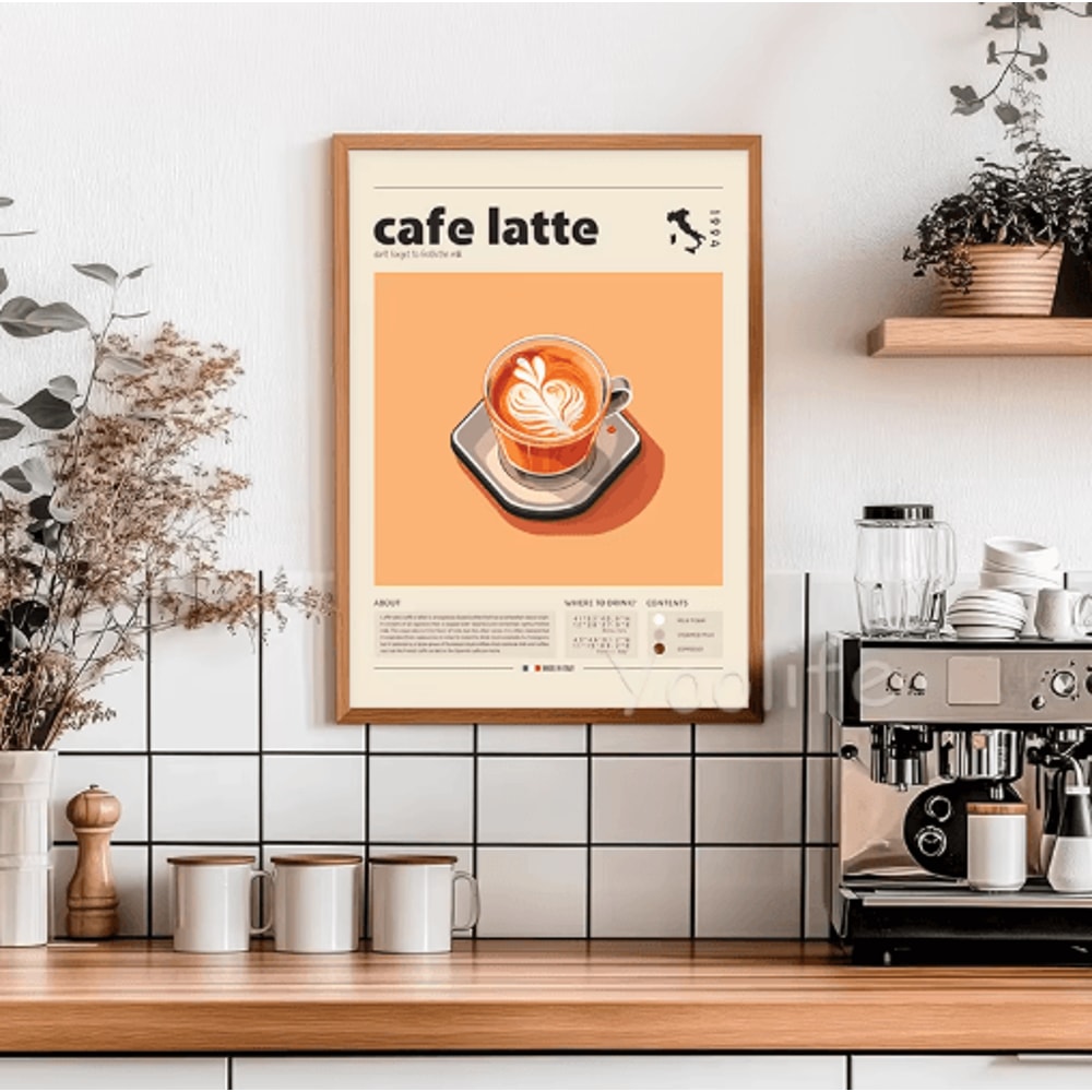 Vintage Coffee Culture Wall Art Poster Latte Espresso Kitchen Cafe Decor 6