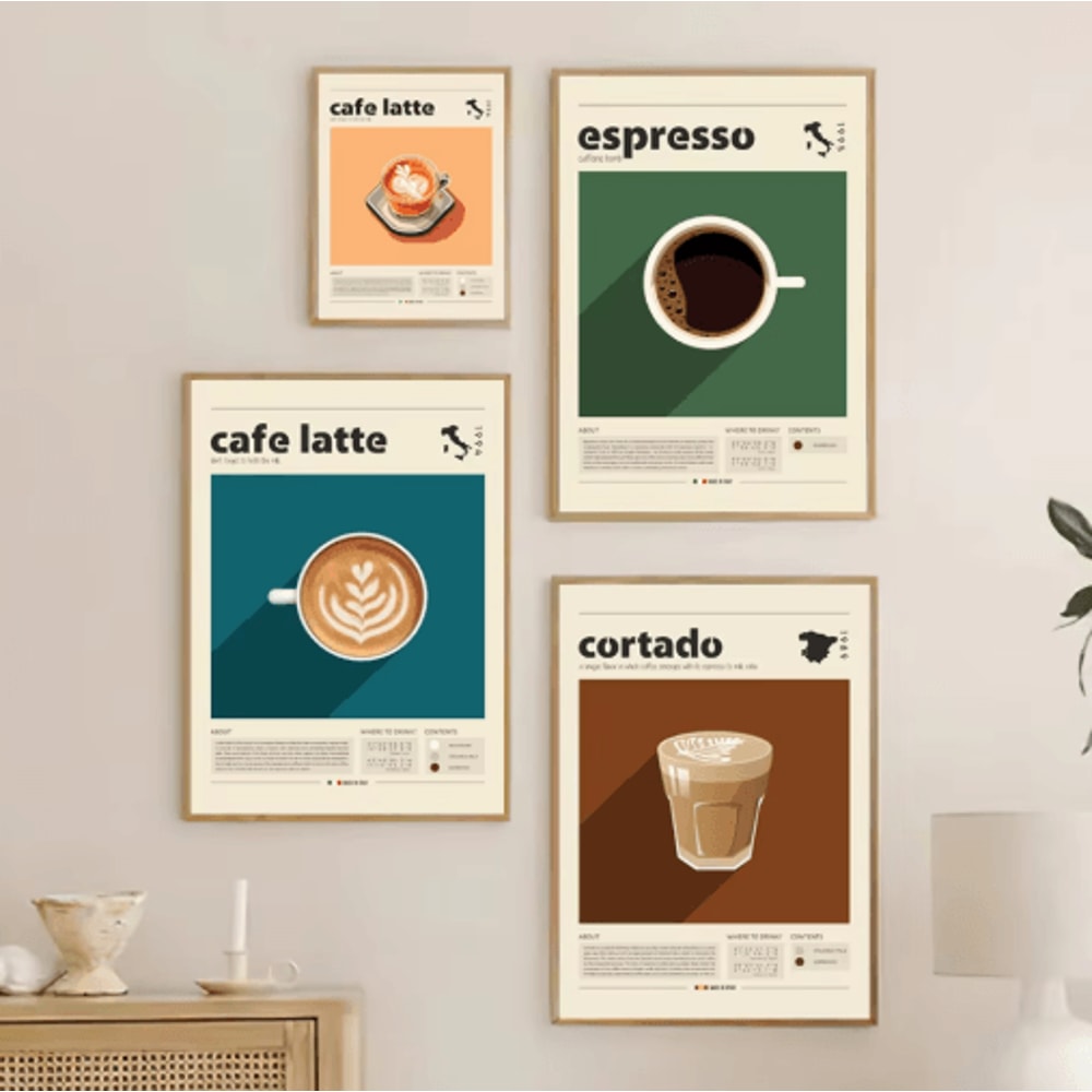Vintage Coffee Culture Wall Art Poster Latte Espresso Kitchen Cafe Decor 0