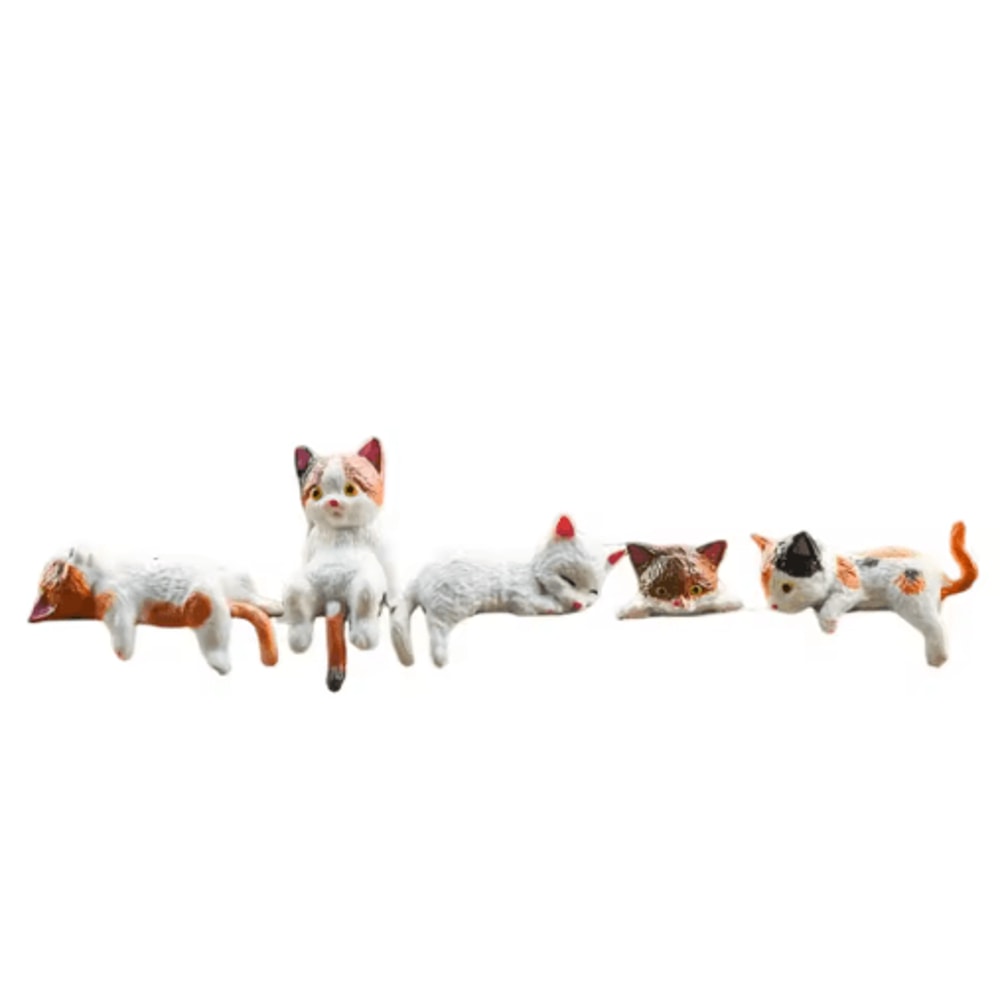 Miniature Cat Figurine Decor Cute 3D Desk Shelf Animal Ornament 3