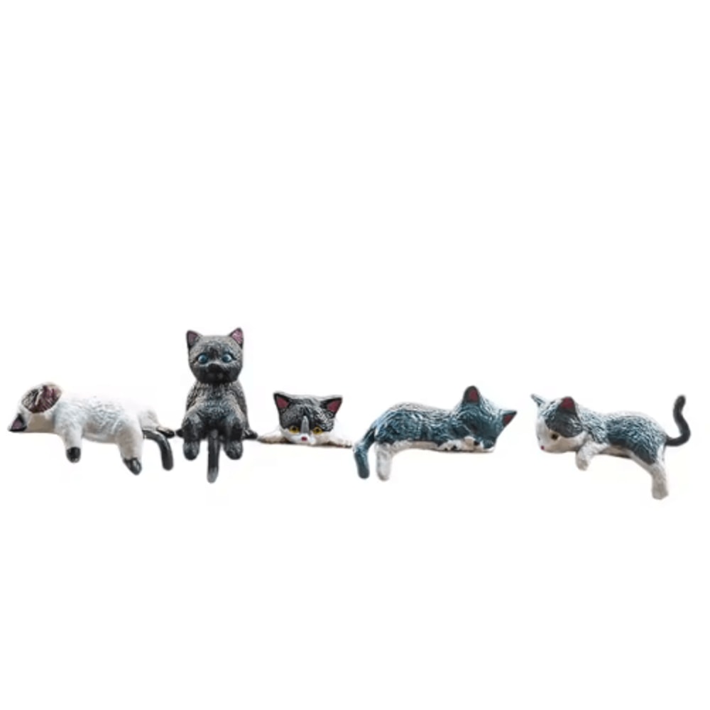 Miniature Cat Figurine Decor Cute 3D Desk Shelf Animal Ornament 4