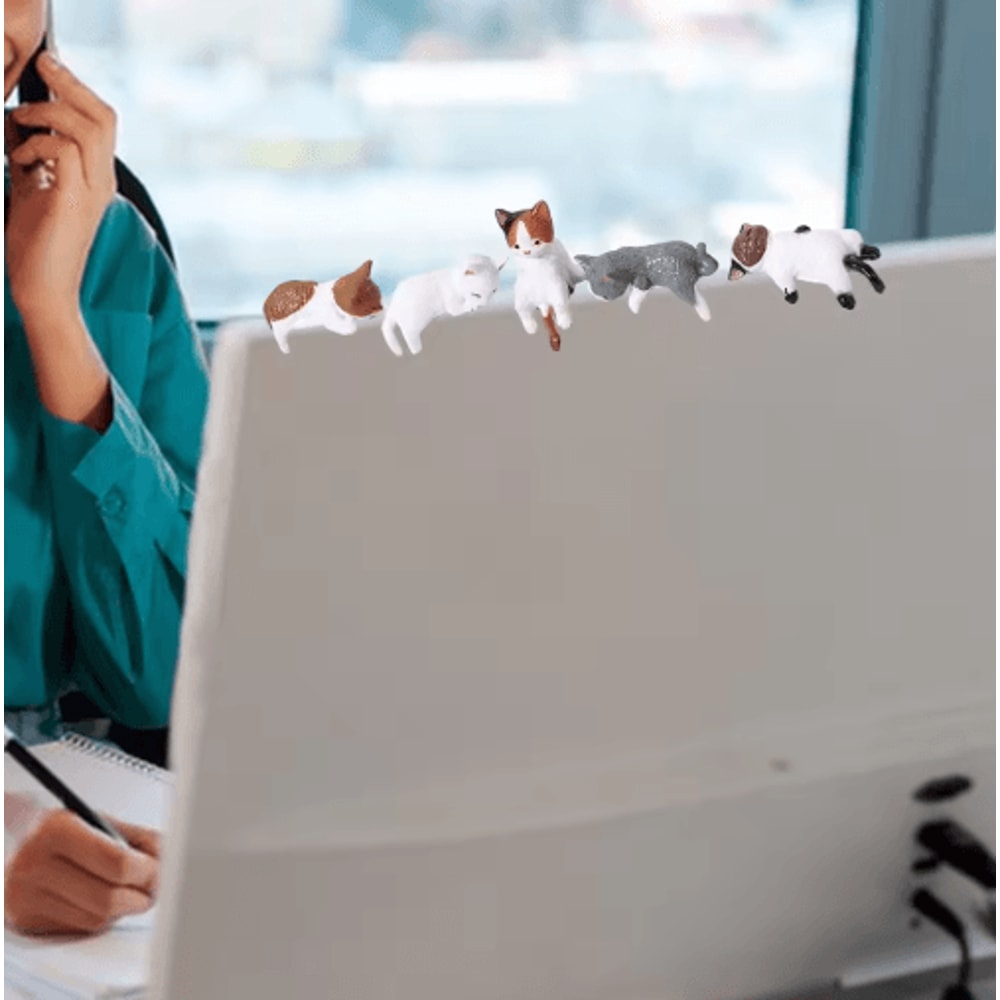 Miniature Cat Figurine Decor Cute 3D Desk Shelf Animal Ornament 11