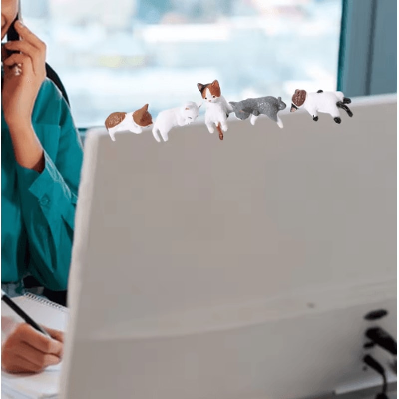 Miniature Cat Figurine Decor Cute 3D Desk Shelf Animal Ornament 11