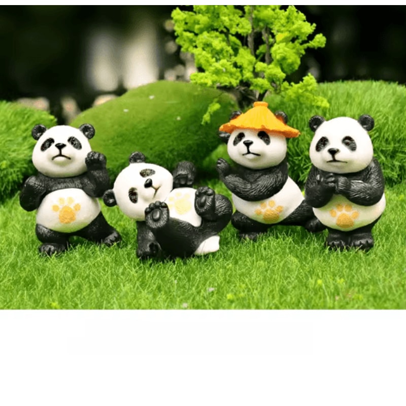 Mini Panda Figurine Decor Cute Kung Fu Panda Statue For Desk Garden Bonsai 1