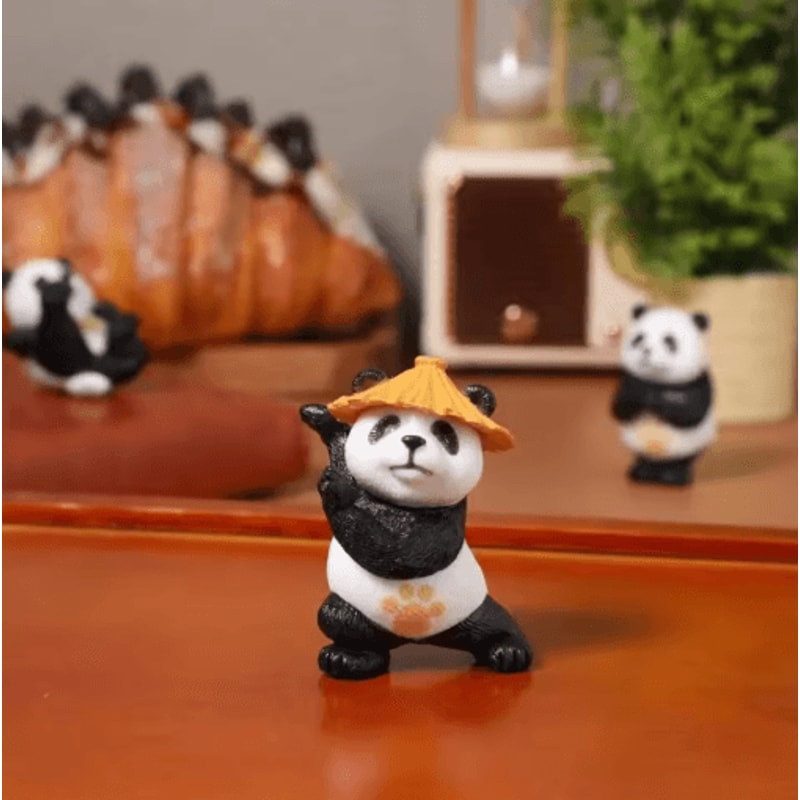 Mini Panda Figurine Decor Cute Kung Fu Panda Statue For Desk Garden Bonsai 2