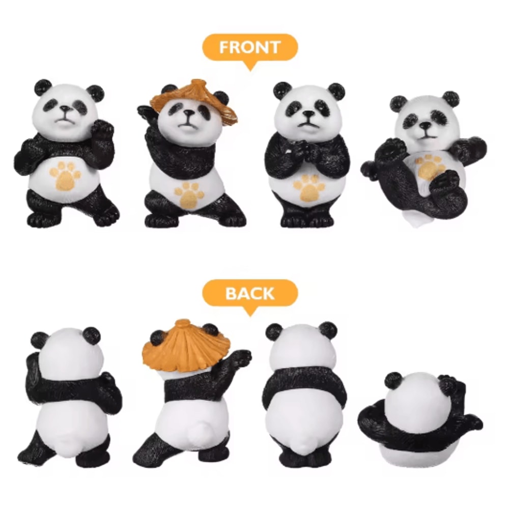 Mini Panda Figurine Decor Cute Kung Fu Panda Statue For Desk Garden Bonsai 3