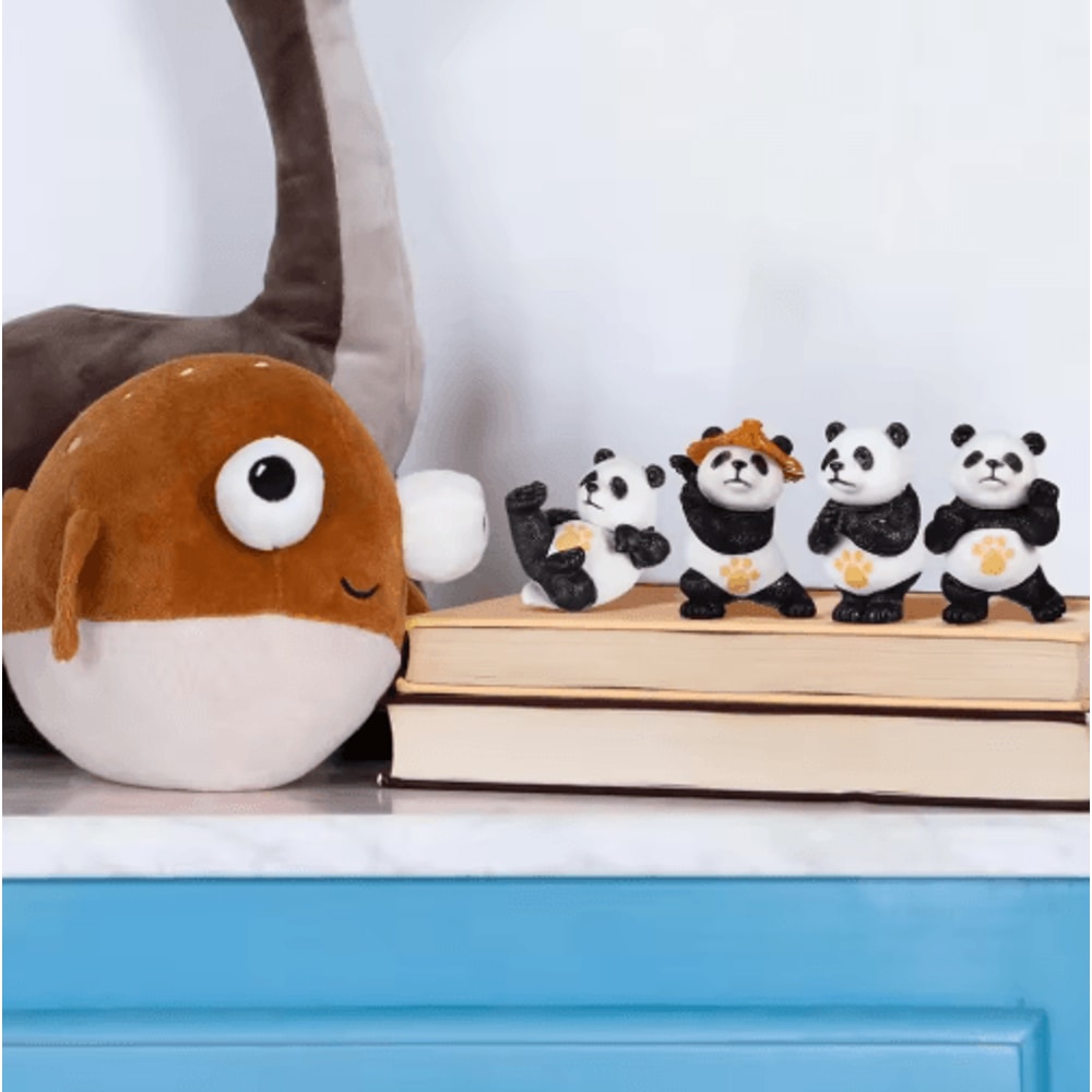 Mini Panda Figurine Decor Cute Kung Fu Panda Statue For Desk Garden Bonsai 4