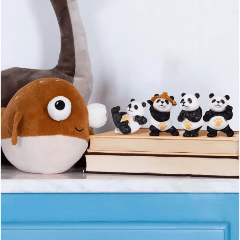 Mini Panda Figurine Decor Cute Kung Fu Panda Statue For Desk Garden Bonsai 4