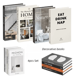 aesthetic decorative fake books set – designer coffee table & bookshelf decor (4pcs)