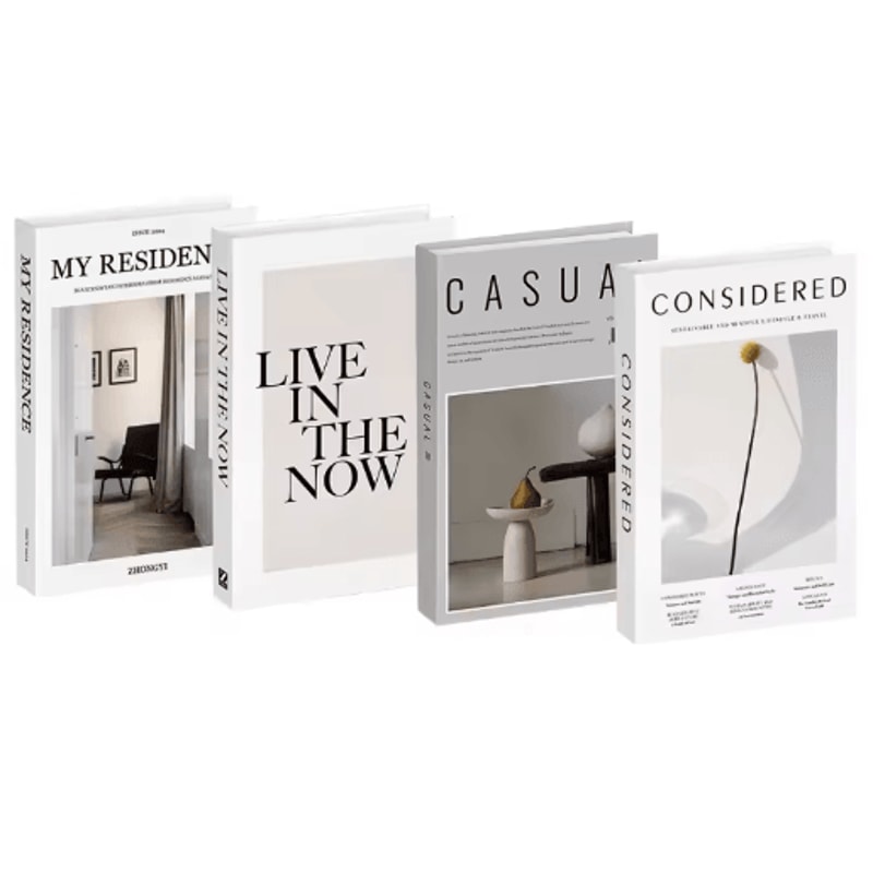 Aesthetic Decorative Fake Books Set Designer Coffee Table Bookshelf Decor 4pcs 7