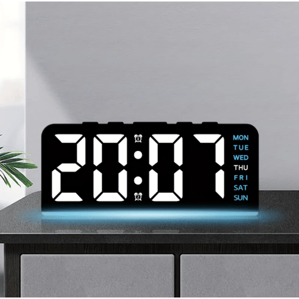 Digital LED Alarm Clock With Dual Alarms Date Display Bedside Desk Clock 0