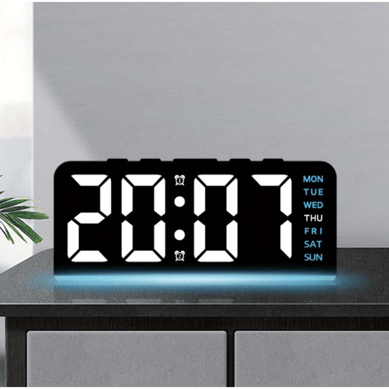 Digital LED Alarm Clock With Dual Alarms Date Display Bedside Desk Clock 0