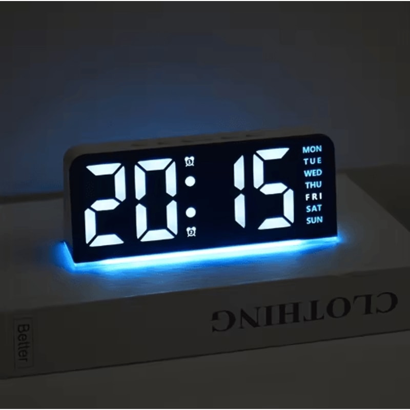 Digital LED Alarm Clock With Dual Alarms Date Display Bedside Desk Clock 8