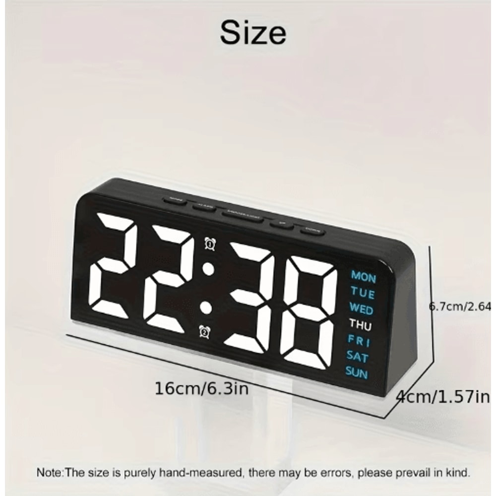 Digital LED Alarm Clock With Dual Alarms Date Display Bedside Desk Clock 9