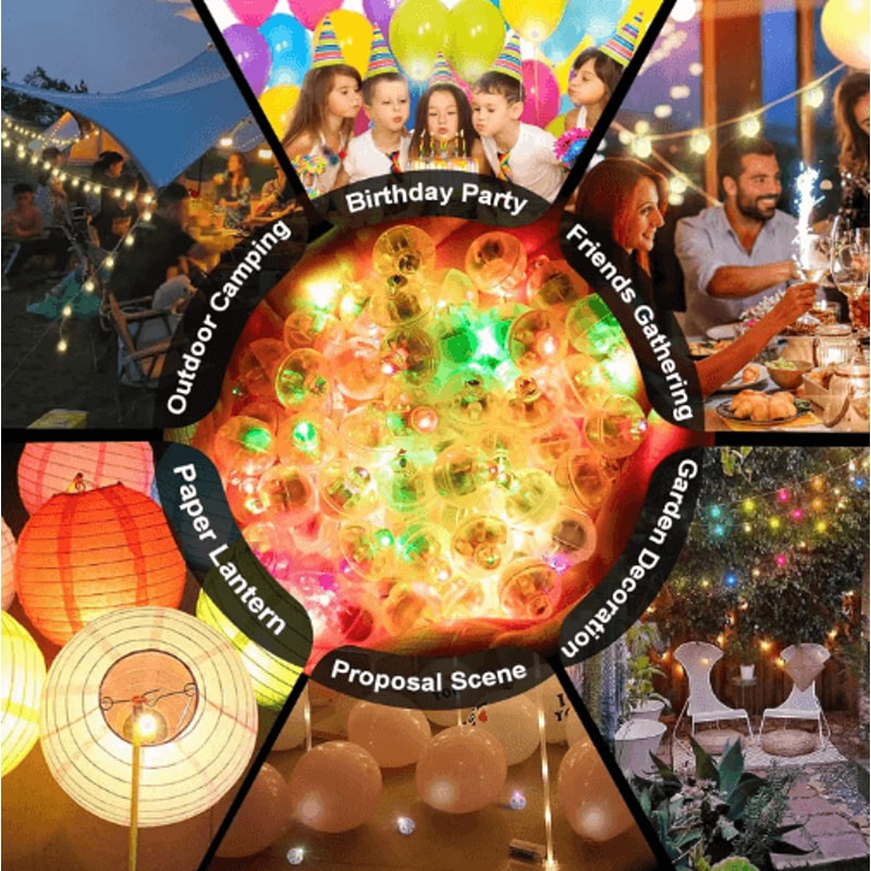 Mini LED Balloon Lights Set Waterproof Party Paper Lantern Lights 50100pcs 17