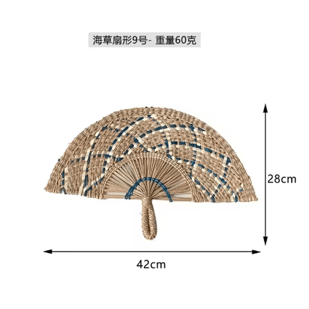 Nordic Woven Wall Fan Decor Handwoven Seaweed Boho Wall Hanging 2