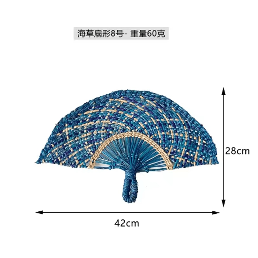 Nordic Woven Wall Fan Decor Handwoven Seaweed Boho Wall Hanging 3