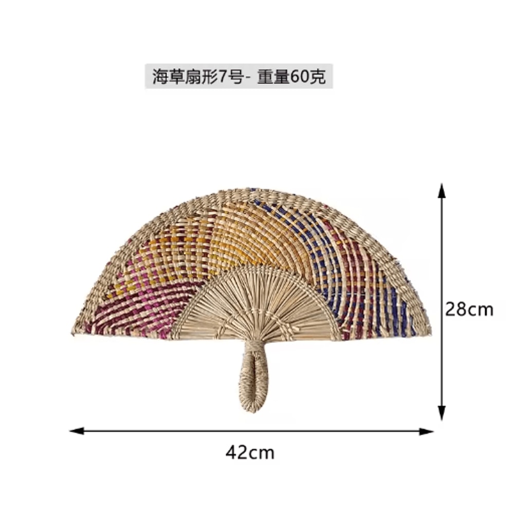 Nordic Woven Wall Fan Decor Handwoven Seaweed Boho Wall Hanging 4
