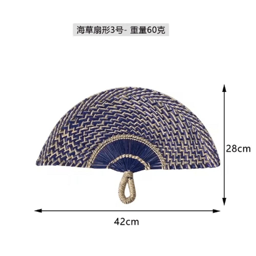 Nordic Woven Wall Fan Decor Handwoven Seaweed Boho Wall Hanging 7