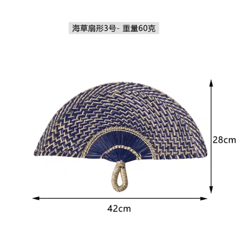 Nordic Woven Wall Fan Decor Handwoven Seaweed Boho Wall Hanging 7