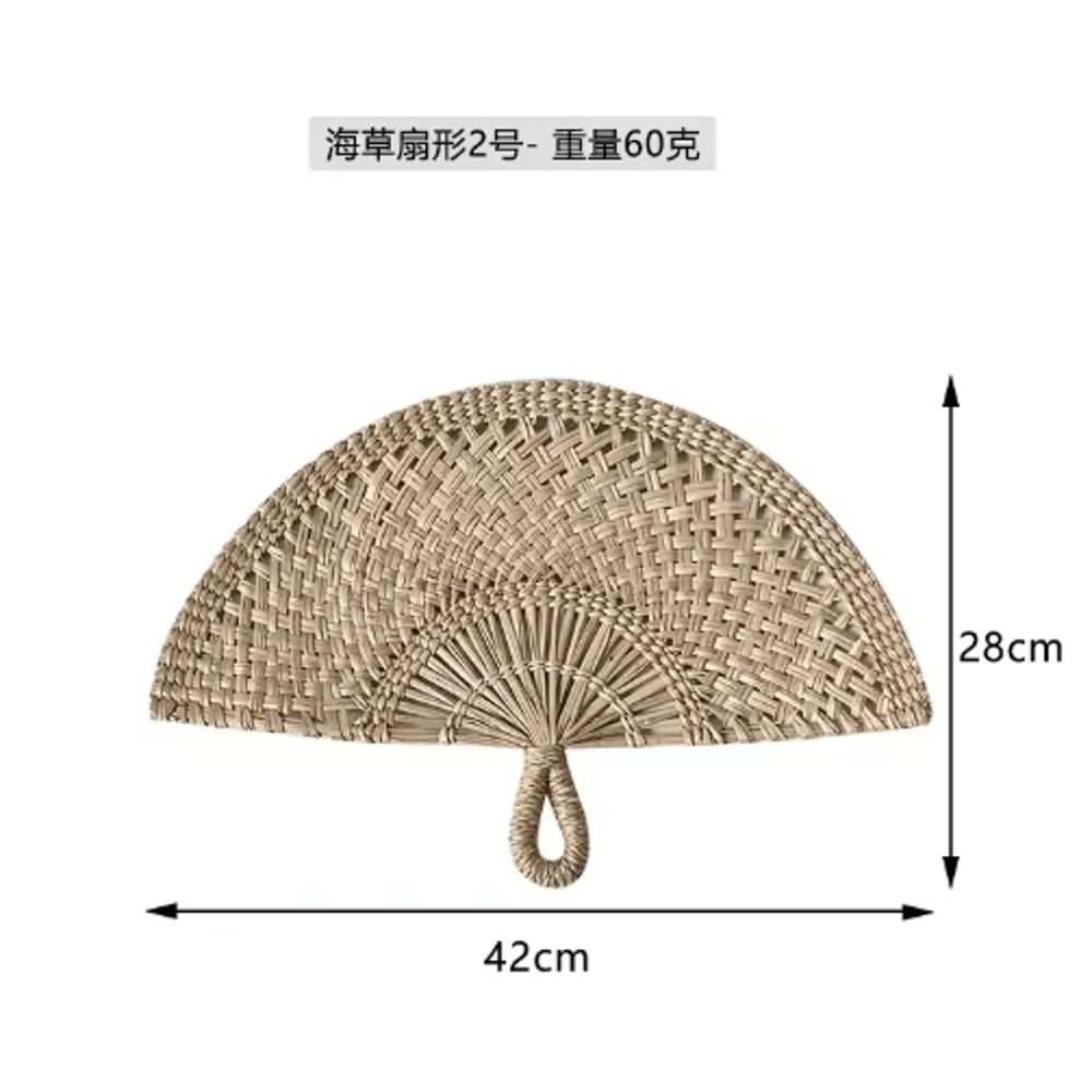 Nordic Woven Wall Fan Decor Handwoven Seaweed Boho Wall Hanging 8