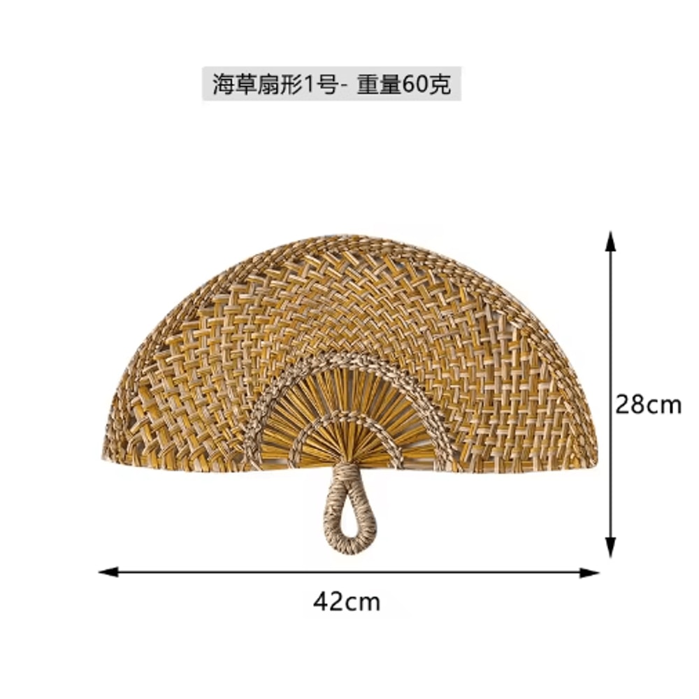 Nordic Woven Wall Fan Decor Handwoven Seaweed Boho Wall Hanging 9