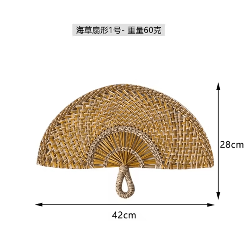 Nordic Woven Wall Fan Decor Handwoven Seaweed Boho Wall Hanging 9