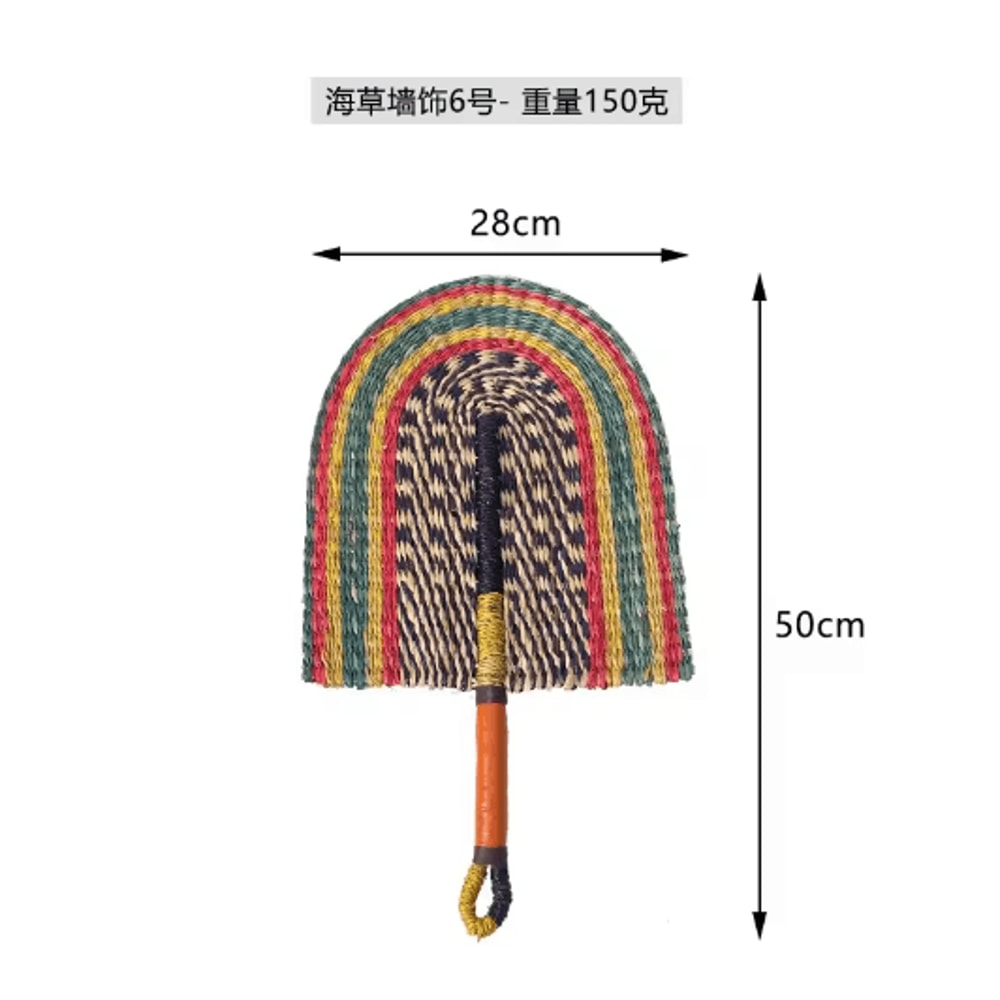 Nordic Woven Wall Fan Decor Handwoven Seaweed Boho Wall Hanging 14