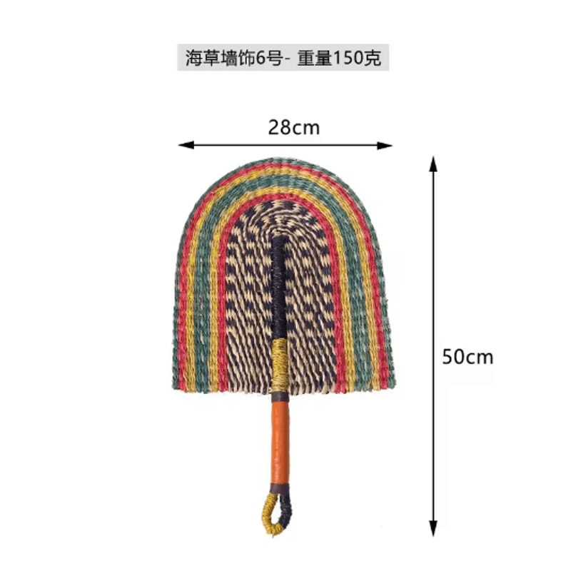 Nordic Woven Wall Fan Decor Handwoven Seaweed Boho Wall Hanging 14