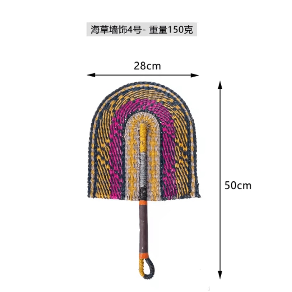 Nordic Woven Wall Fan Decor Handwoven Seaweed Boho Wall Hanging 16