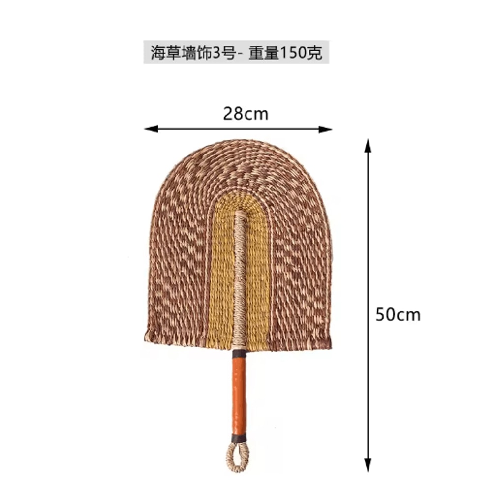 Nordic Woven Wall Fan Decor Handwoven Seaweed Boho Wall Hanging 17