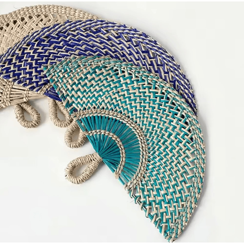 Nordic Woven Wall Fan Decor Handwoven Seaweed Boho Wall Hanging 22