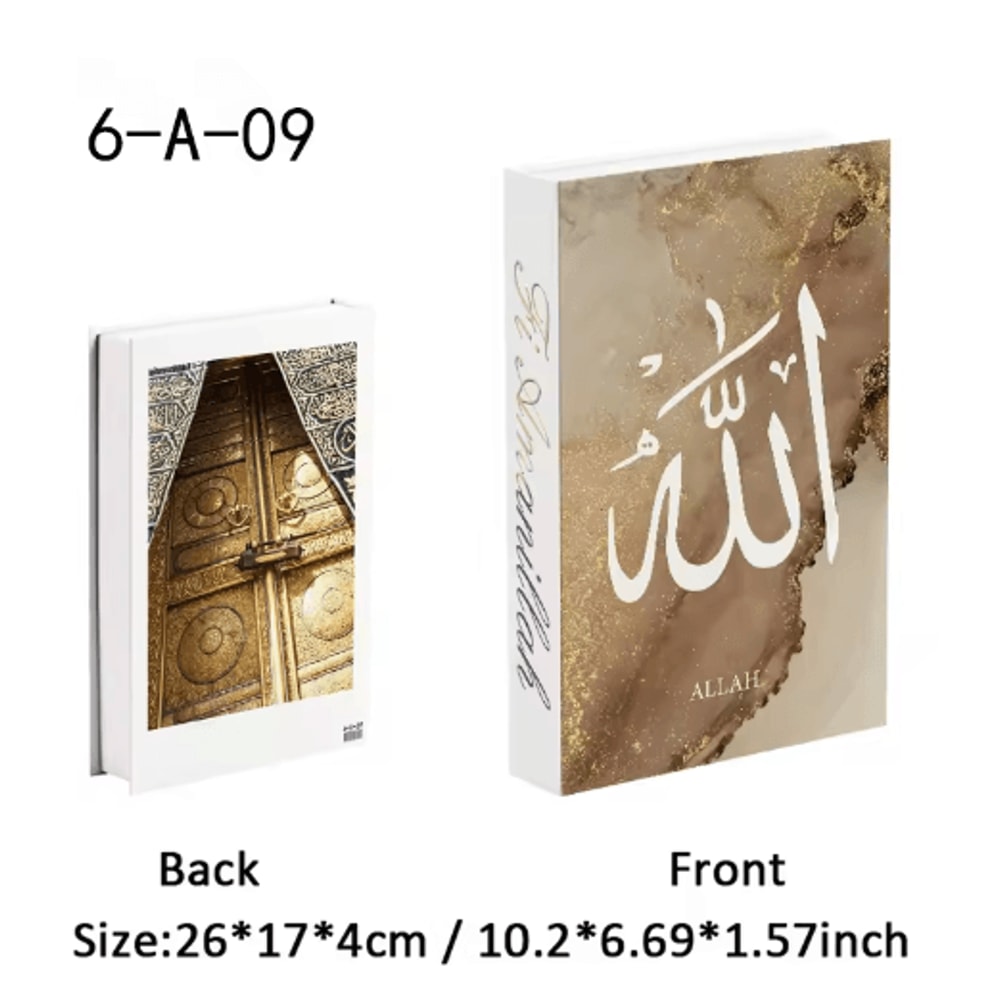 Luxury Islamic Decor Book Box Kaaba Faux Storage Books For Home Styling 14