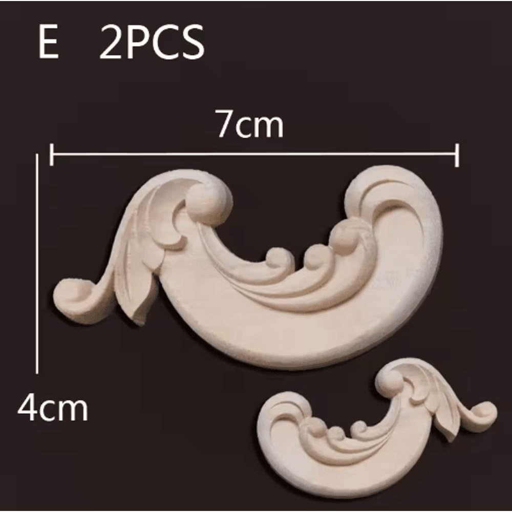 Carved Wood Appliques Set Decorative Furniture Onlays Corner Embellishments 2pcs 22