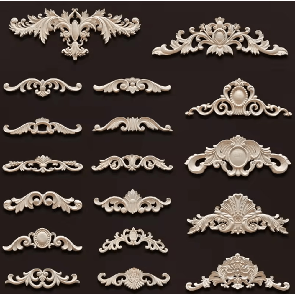 Antique Wood Carving Appliques Decorative Wall Furniture Onlays Mouldings 0