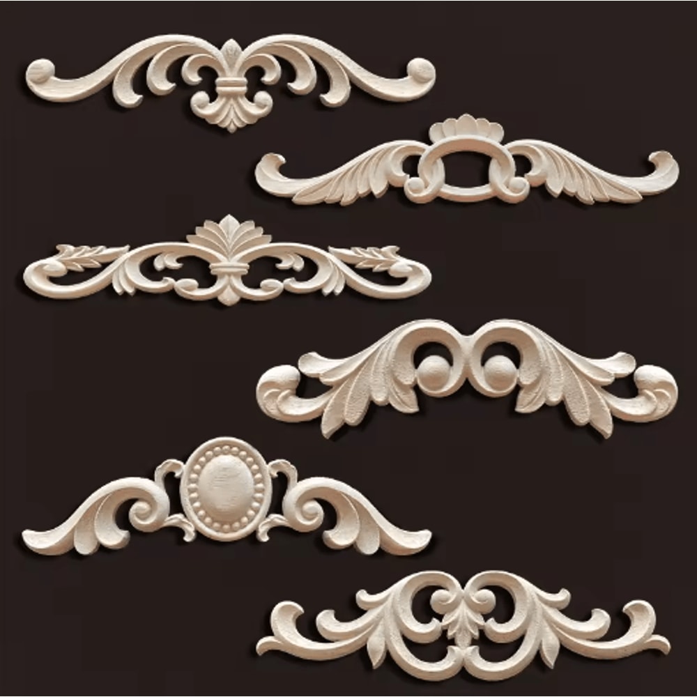 Antique Wood Carving Appliques Decorative Wall Furniture Onlays Mouldings 28