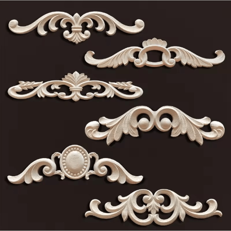 Antique Wood Carving Appliques Decorative Wall Furniture Onlays Mouldings 28