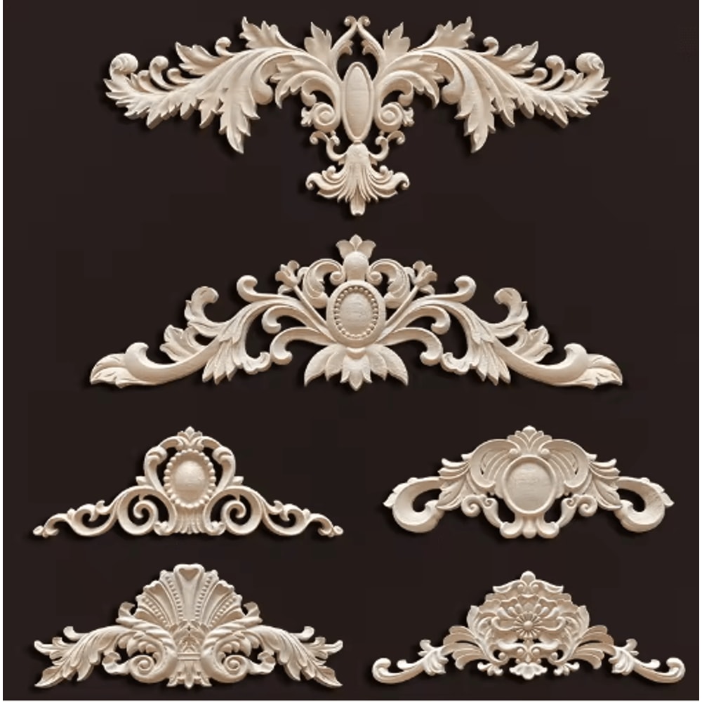 Antique Wood Carving Appliques Decorative Wall Furniture Onlays Mouldings 29