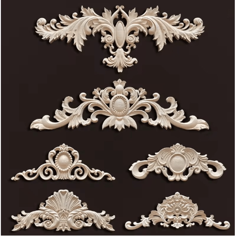 Antique Wood Carving Appliques Decorative Wall Furniture Onlays Mouldings 29