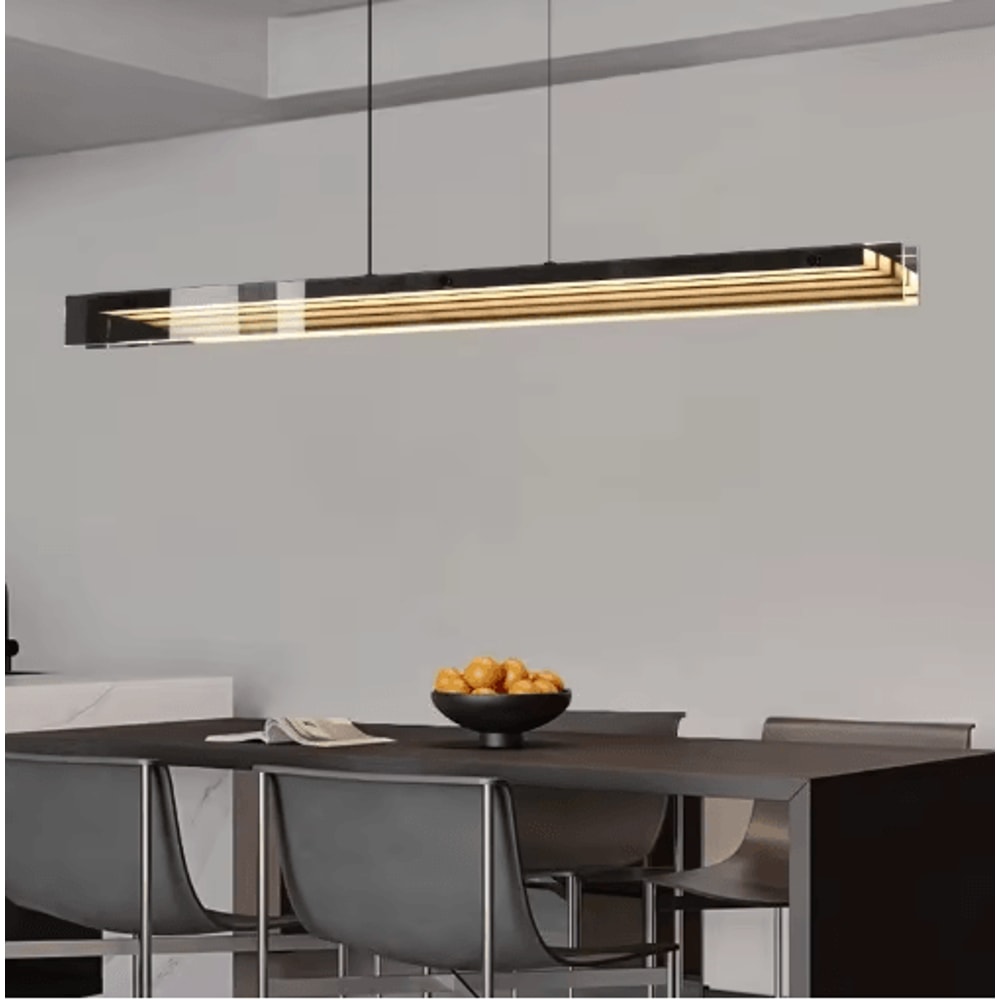 Modern Long Glass Pendant Light Elegant Kitchen Island Dining Room Chandelier 0