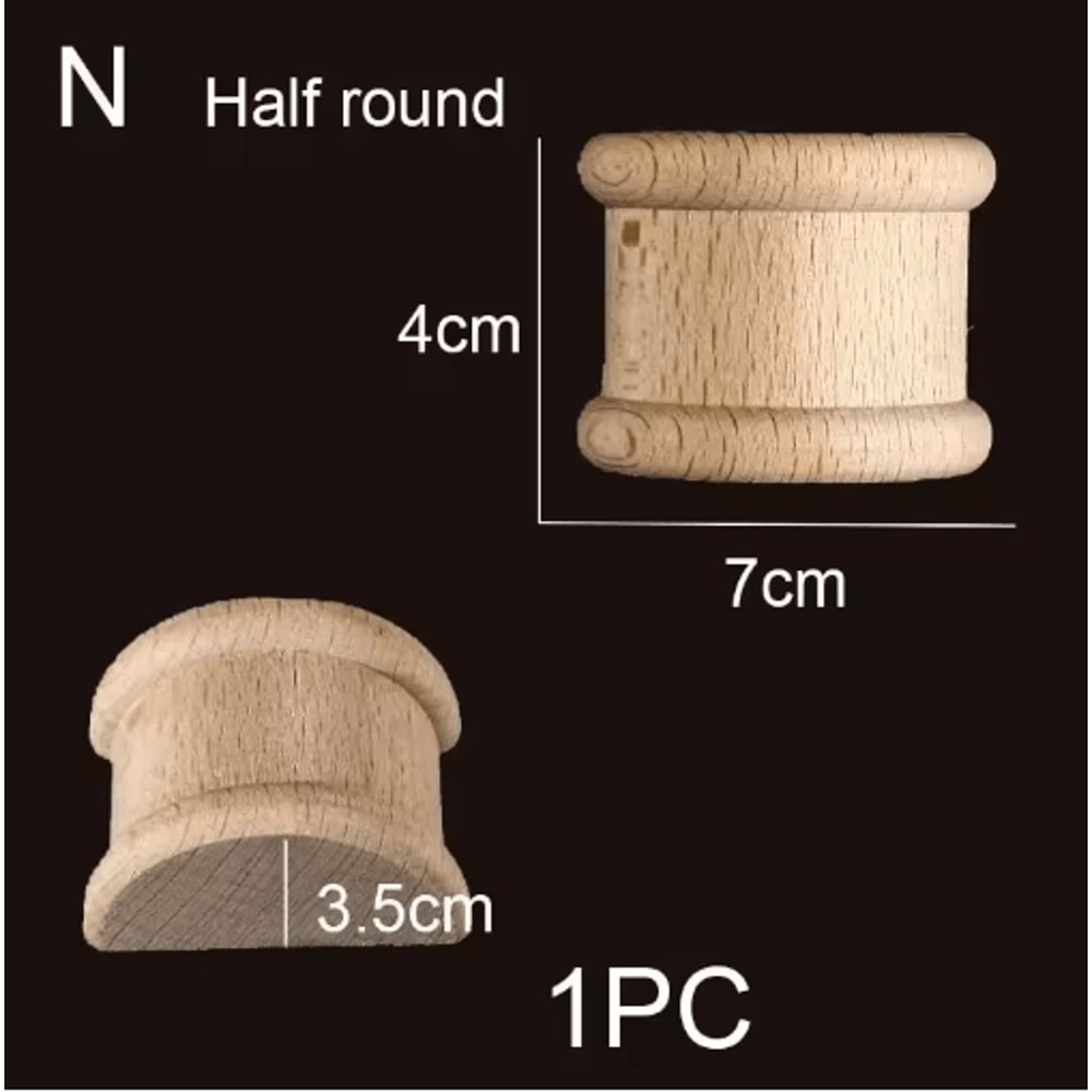 Roman Column Wood Carved Applique Half Round Furniture Onlay Decoration 2