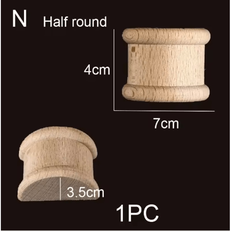 Roman Column Wood Carved Applique Half Round Furniture Onlay Decoration 2