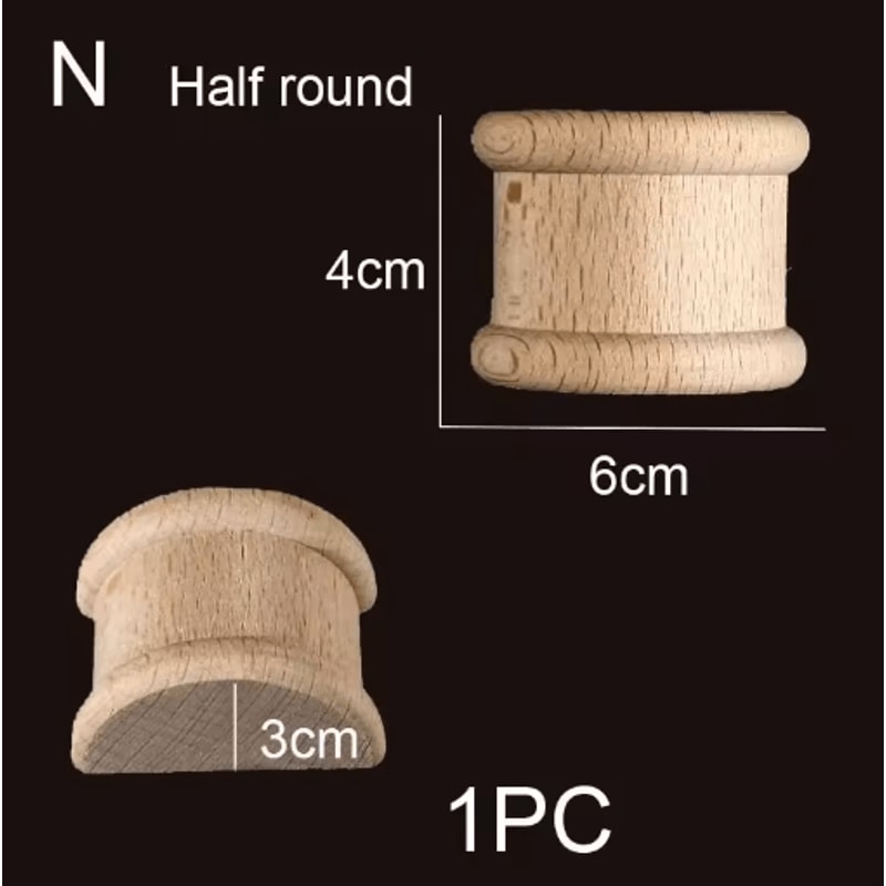 Roman Column Wood Carved Applique Half Round Furniture Onlay Decoration 3